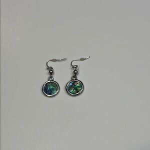 Kohl's Abalone Drop Earrings in Green and Blue with Silver Tone